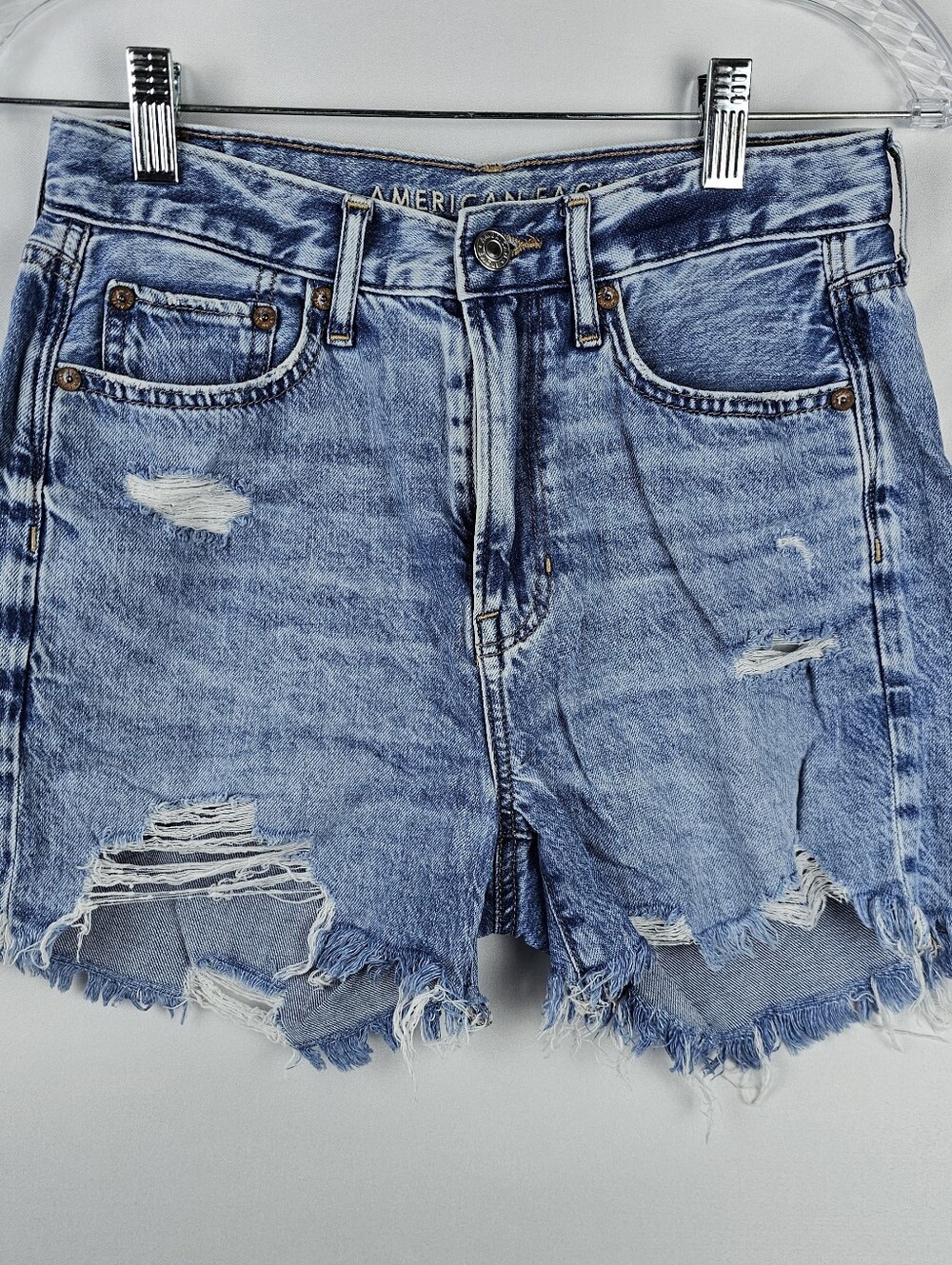 American Eagle Outfitters Shortie Denim Shorts Distressed Sz. 0 Festival Boho